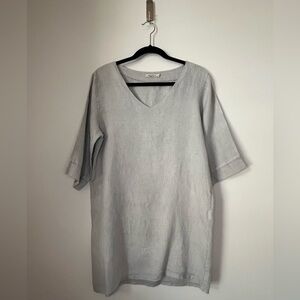 Alessia Pacini Gray Linen Tunic Dress Made in Italy size Small